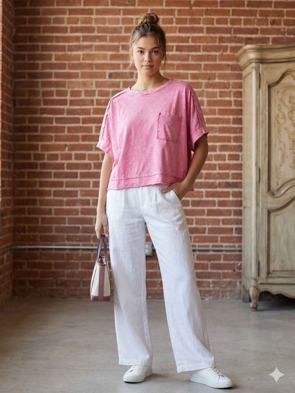Altar'd State Pocket Tee boxy crop cotton acid wash